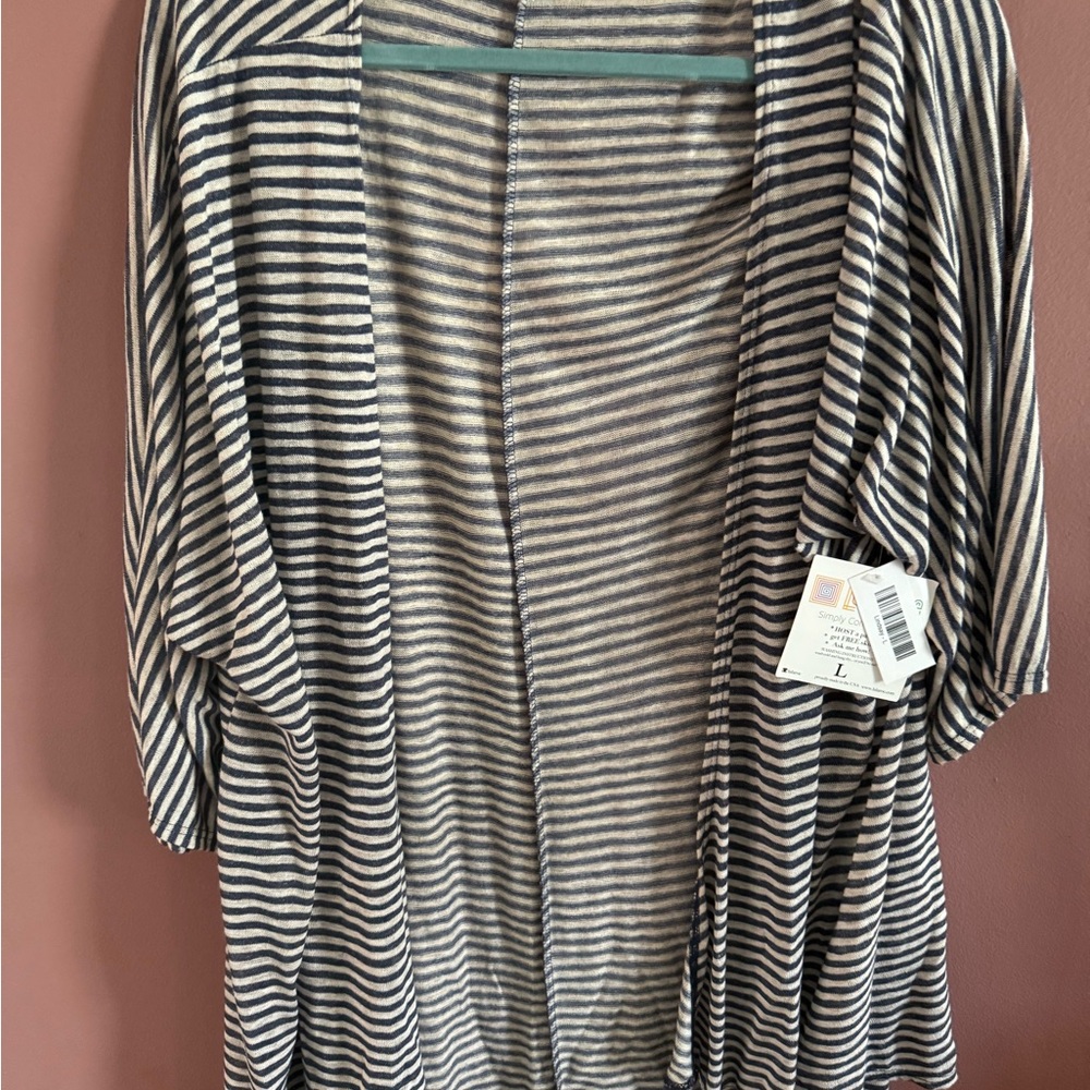 Striped Open Front Cardigan- Large